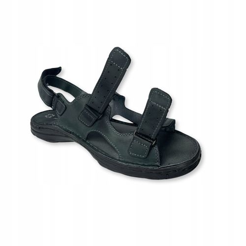 SANDAŁY MĘSKIE SKÓRZANE OBUWIE BUTY NA RZEPY SKÓRA BYDLĘCA + GRATIS ŁYŻKA na Arena.pl