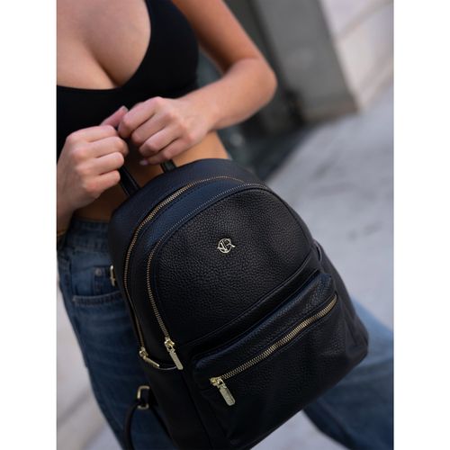 czarny plecak damski skóra ekologiczna z kieszeniami - rovicky na Arena.pl