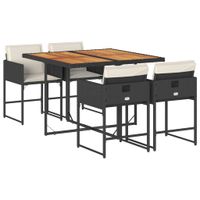 5-cz. zestaw mebli ogrodowych z poduszkami, czarny, polirattan