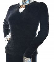 Damski sweter w szpic serek typu alpaka łańcuch