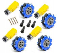 Zestaw 4 kół koła robota łazika Mecanum wielokierunkowe 80mm + 4x silnik DC