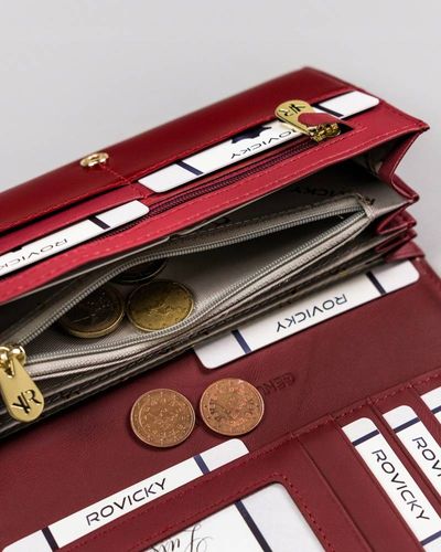 duży, pojemny portfel damski ze skóry lakierowanej na zatrzask - rovicky na Arena.pl