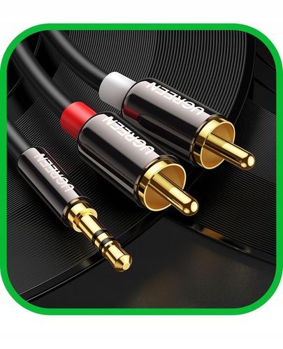 Kabel Przewód Audio JACK 3,5 mm 2x RCA Chinch STEREO 5M HQ Pozłacany na Arena.pl