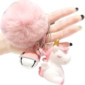 Brelok zawieszka unicorn do kluczy jednorożec pompon B10_Różowy
