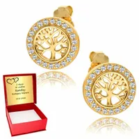 Złote Kolczyki 925 Drzewka Drzewo Życia Szczęścia