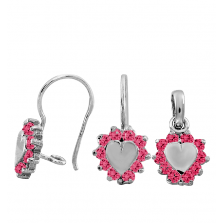 SREBRNY KOMPLET SERDUSZKA SREBRO PRÓBY 925 DOSTĘPNY W RÓŻNYCH KOLORACH zdjęcie 2