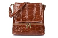 Damska Skórzana Włoska Listonoszka Pionowa klapa ciemna zieleń B69