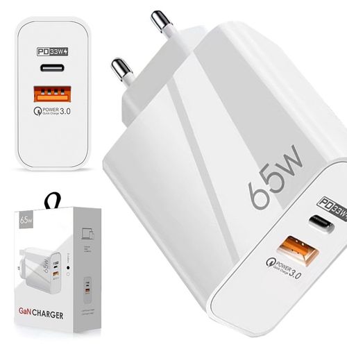 SZYBKA ŁADOWARKA 65W GaN USB-C USB-A FAST CHARGER PD QC + KABEL TYP C na Arena.pl