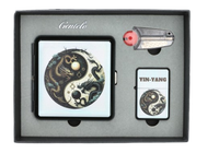 Zestaw Prezentowy Yin Yang Papierośnica + Zapalniczka + Kamienie i Knot
