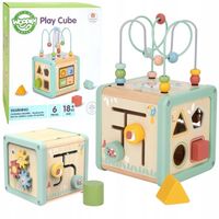 DUŻA DREWNIANA KOSTKA EDUKACYJNA SORTER AKTYWNOŚCI MONTESSORI WOOPIE GREEN