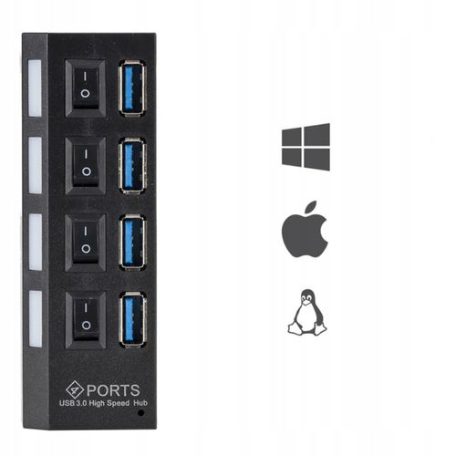 HUB USB ROZDZIELACZ 4 PORTÓW ROZGAŁĘŹNIK USB 3.0 na Arena.pl