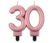 Świeczka urodzinowa metaliczna liczba 30 różowe złoto, 8 cm