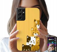 ETUI DO SAMSUNG GALAXY S21 Ultra - LOVE CAT, WZORY Z KOTAMI, CASE + FOLIA
