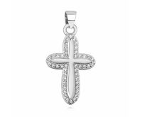 Rodowany srebrny krzyżyk krzyż cyrkonia cyrkonie srebro 925 Z1117