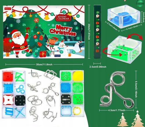 KALENDARZ ADWENTOWY 24 GRY LOGICZNE 3D ŁAMIGŁÓWKI MINI GRY ZABAKI KRATYWNE na Arena.pl