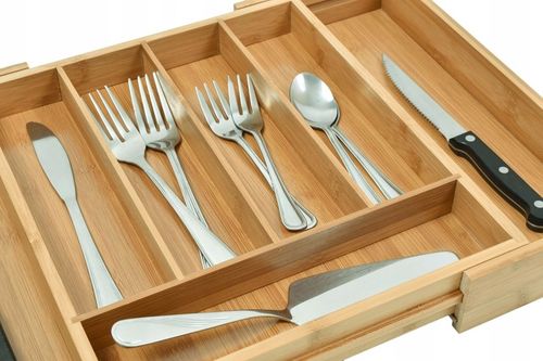 WKŁAD DO SZUFLADY NA SZTUĆCE BAMBUSOWY DREWNIANY ORGANIZER ROZSUWANY na Arena.pl