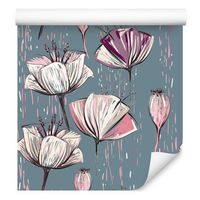 Tapeta kwiaty malowane rośliny liście do salonu