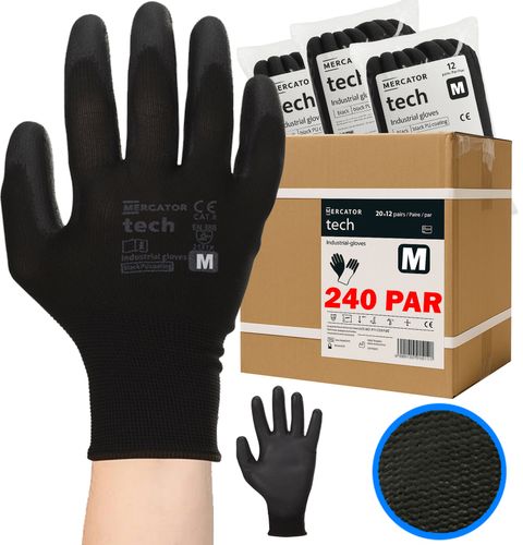 rękawice robocze mercator tech black+black pu - m - 240 par na Arena.pl