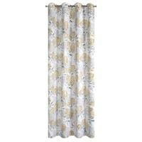 Zasłona INARI 140x250 srebrna musztardowe kwiaty przelotki