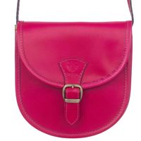 VERA PELLE torebka damska skórzana listonoszka z paskiem V607 fuksja