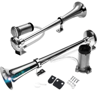 KLAKSON CHROM POJEDYNCZY Z KOMPRESOREM 12V