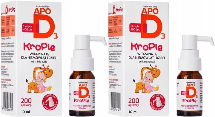 ApoD3 Krople Witamina D3 400 j.m. Odporność 10ml zdjęcie 1