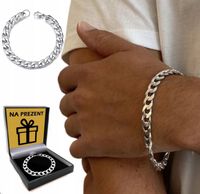 Srebrna BRANSOLETKA Męska GRUBA Bransoleta 23cm Pancerka + GRATIS