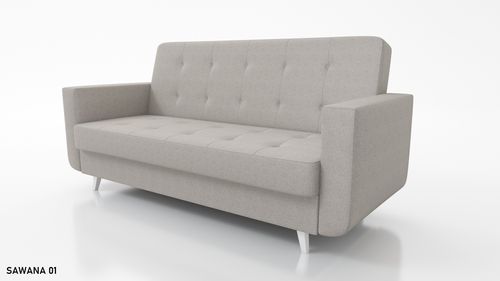 Wersalka na nóżkach funkcja spania NAOMI sprężyny, pojemnik na pościel na Arena.pl