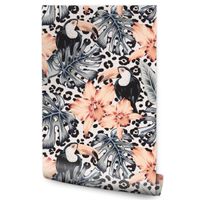 Tapeta Do Salonu Tropikalne Liście Kwiaty Monstery Tukany Natura