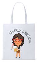 Dla Sekretarki Na Prezent Torba Eco Biała Shopper Z Nadrukiem Ze Zdjęciem