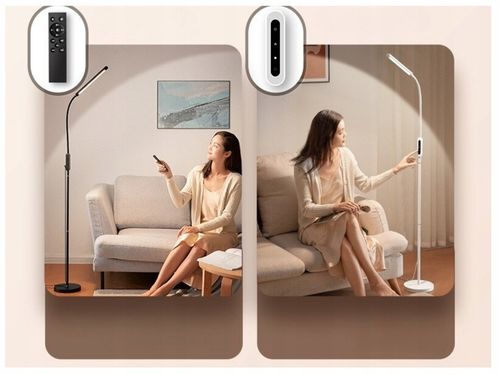 LAMPA LED STOJĄCA PODŁOGOWA BIAŁA LAMPKA BIURKOWA NOCNA USB PILOT na Arena.pl