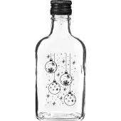 Butelka 200 ml z zakrętką, nadruk Świąteczne bombki, 1szt.