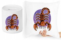 Zestaw Poduszka + Skarbonka Znaki Zodiaku Skorpion Z Nadrukiem Ze Zdjęciem