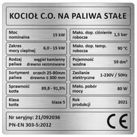 Tabliczka na piec, tabliczka na kocioł - 5 klasa