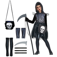 Strój Żniwiarza Kostium Halloween dla Dziewczynki Szkielet Sierp 7-8 Lat