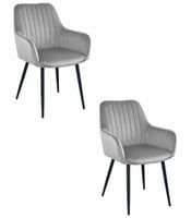 Krzesło tapicerowane SOLDEN aksamit srebrno-szare nogi czarne x2