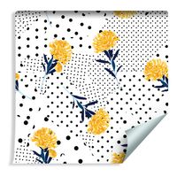 Tapeta Ścienna Kwiaty Kropki Modny Wzór do Salonu