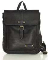 MARCO MAZZINI Miejski plecak skórzany w stylu old look handmade leather czarny
