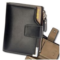 Męski Skórzany Portfel skóra na suwak pionowy czarny elegancki ochrona kart