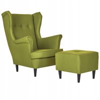 Fotel uszak skandynawski z podnóżkiem eko skóra Family Meble