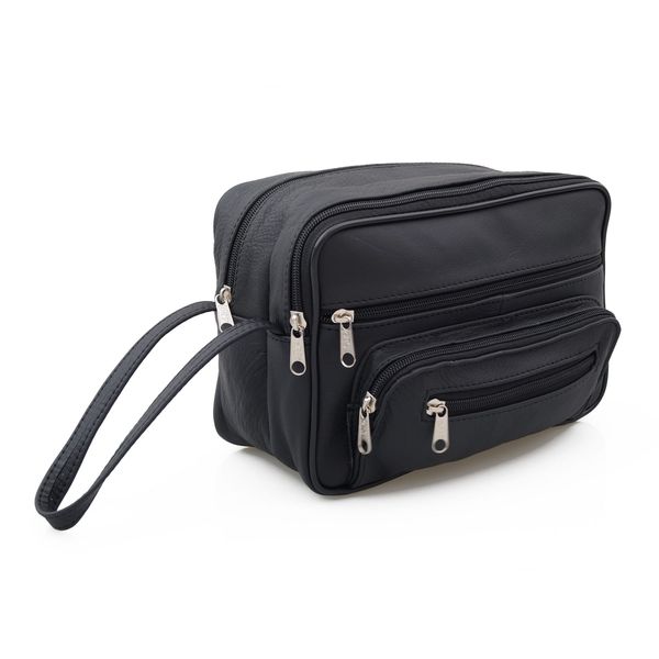 SASZETKA męska skórzana do ręki na dokumenty polska E006 czarna zdjęcie 1