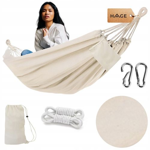 HAMAK OGRODOWY TURYSTYCZNY BOHO MOCNY 100x200cm 150kg TORBA BEŻ na Arena.pl