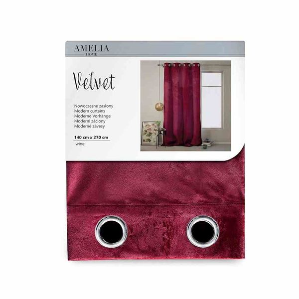 CURT/AH/VELVET/EYELETS/WINE/140X270/1PC zdjęcie 3