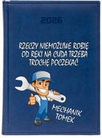 KALENDARZ A5 2026 DZIENNY KSIĄŻKOWY Z NADRUKIEM DLA MECHANIKA + IMIĘ