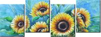 45CM 120 OBRAZ 4 ELEM SŁONECZNIKI NIEBIESKIM ŚCIENNY