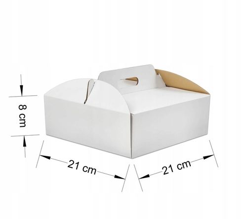 Karton pudełko na tort ciasto 21x21x8 cm BIAŁE opakowanie BARDZO MOCNE na Arena.pl