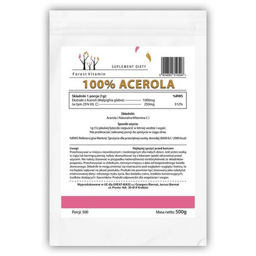 ACEROLA PROSZEK 500g NATURALNA WITAMINA C MOCNA na Arena.pl