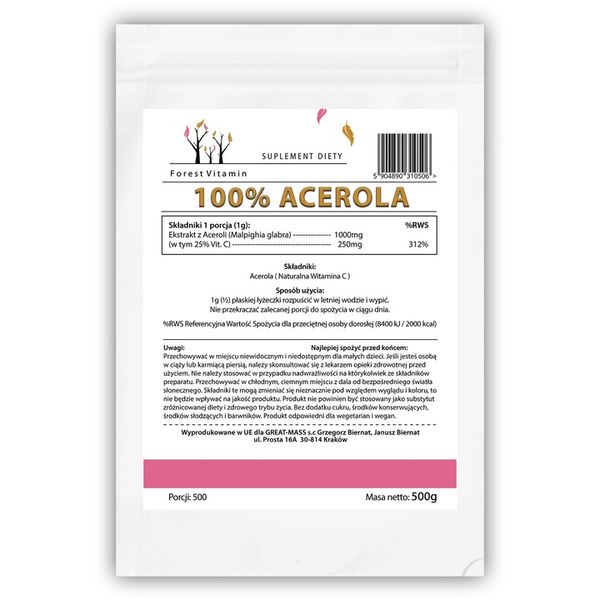 ACEROLA PROSZEK 500g NATURALNA WITAMINA C MOCNA zdjęcie 5