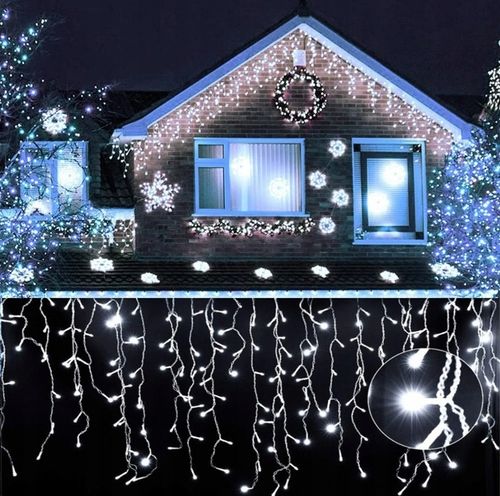 KURTYNA LED SOPLE 23m 500 LED BIAŁY ZIMNY FLASH IP44 LAMPKI ZEWNĘTRZNE na Arena.pl