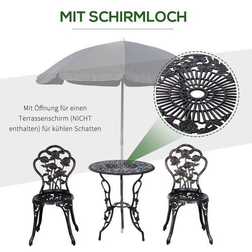 Stół i 2 Krzesła Outsunny 3-częściowy Zestaw Mebli Ogrodowych na Arena.pl